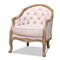 Baxton Studio Genevieve Light Pink Velvet Upholstered White-Washed Oak Wood Armchair 156-9492 - alternate 1